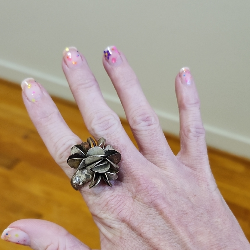 Floral Bronze Statement Ring